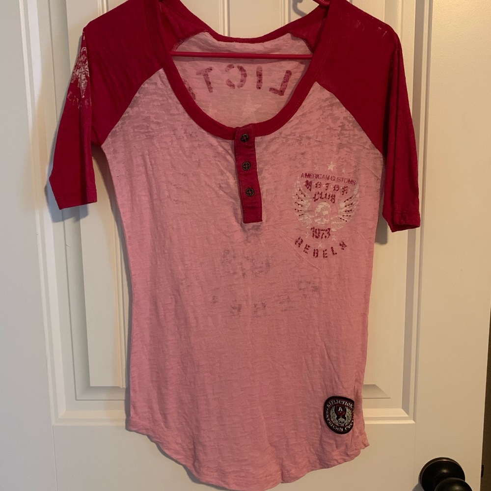 Women’s small Affliction motor club Henley top